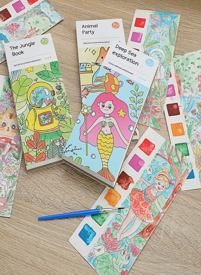 FYHAP Pocket Watercolor Painting Book for Kids Travel Coloring Kit With Paper and Bookmarks - Sketchbook for Deep Sea Exploration - Image 5